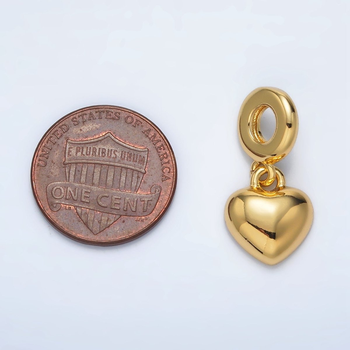 24K Gold Filled Heart Minimalist Dome Rhondelle Bail Drop Pendant | AC098 - DLUXCA