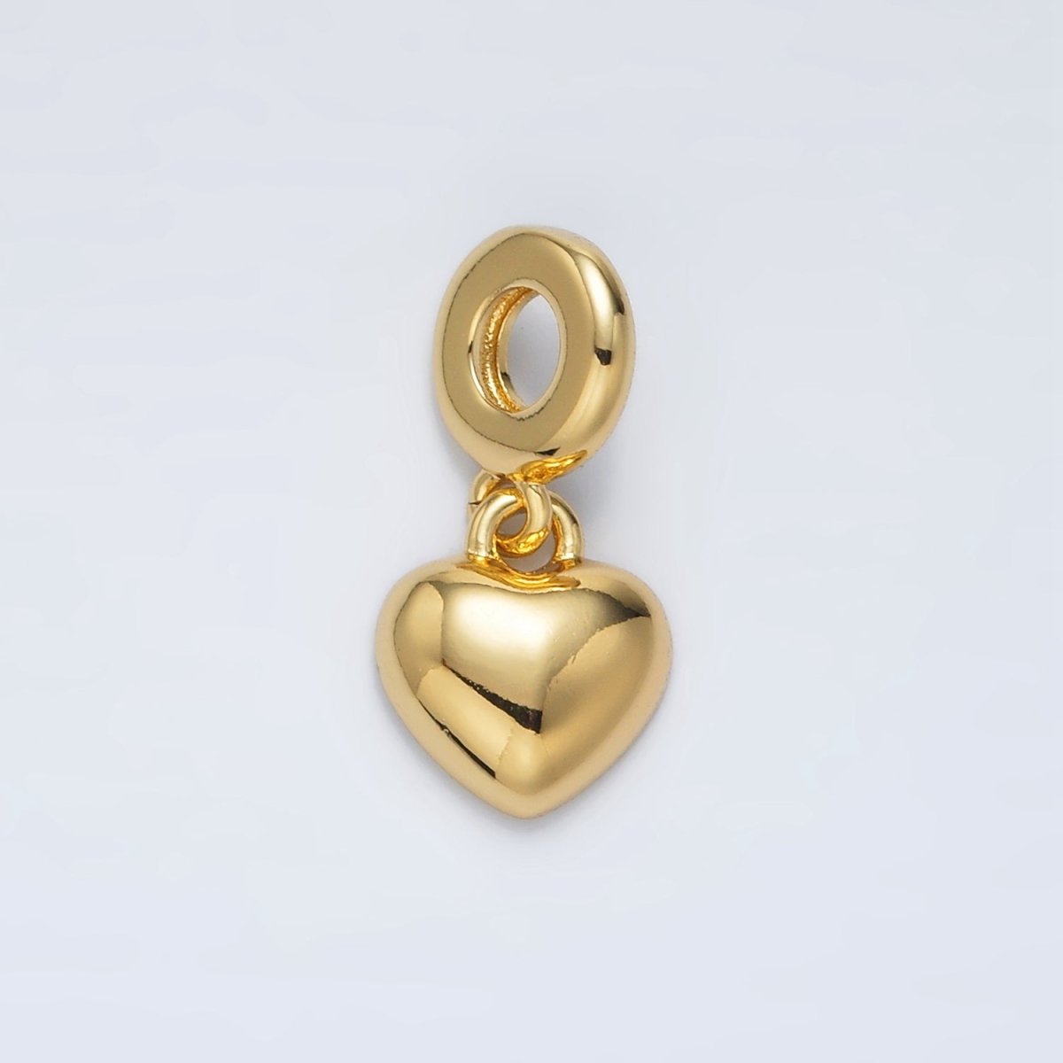 24K Gold Filled Heart Minimalist Dome Rhondelle Bail Drop Pendant | AC098 - DLUXCA