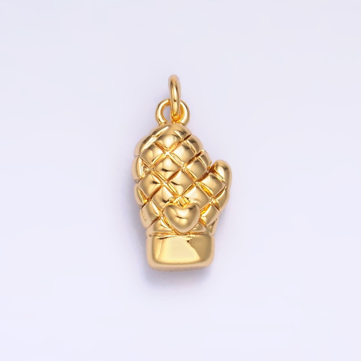 24K Gold Filled Heart Quilted Oven Mitt Glove Charm in Gold & Silver | W314 - DLUXCA