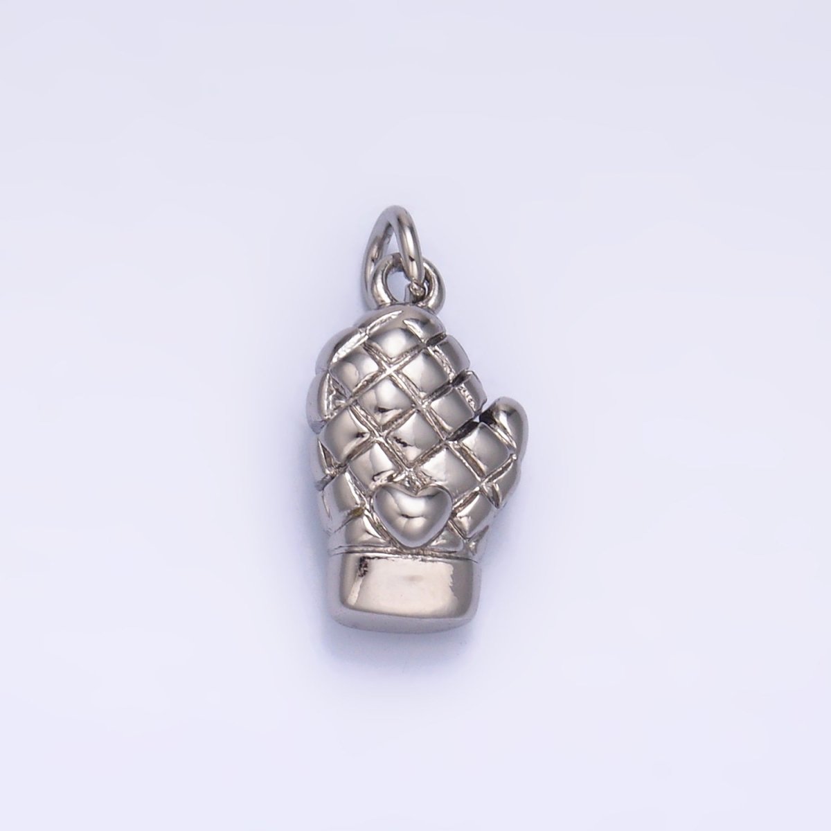 24K Gold Filled Heart Quilted Oven Mitt Glove Charm in Gold & Silver | W314 - DLUXCA