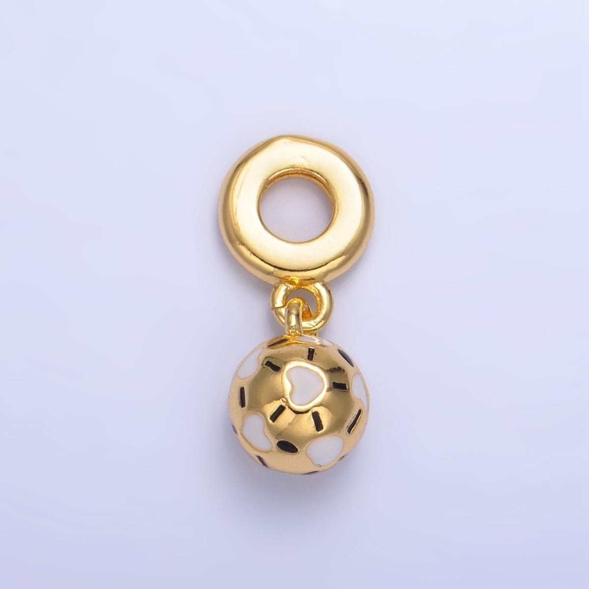 24K Gold Filled Heart Soccer Ball Enamel Rhondelle Drop Pendant | W002 - DLUXCA