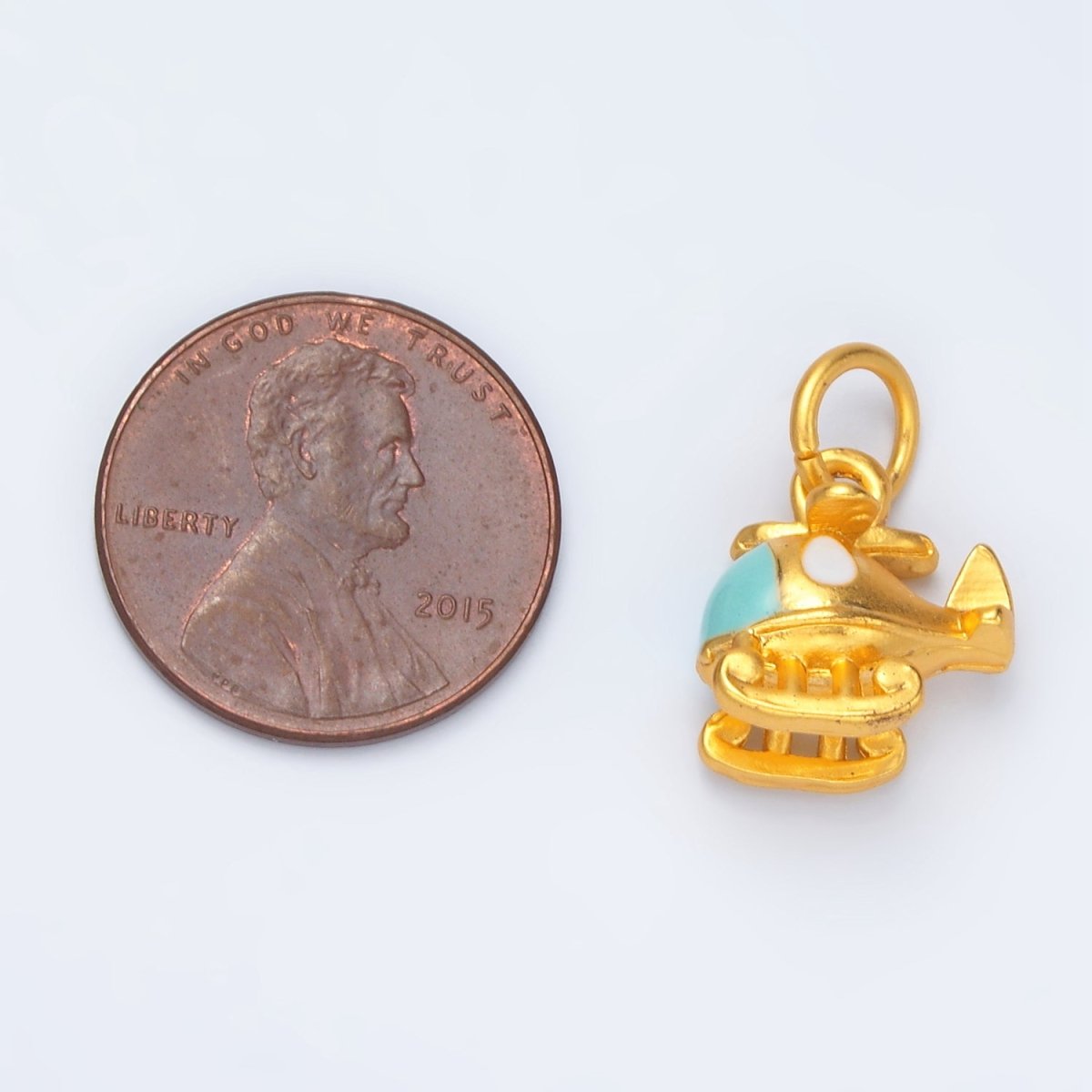 24K Gold Filled Helicopter Travel Enamel Mini Charm | M153 - DLUXCA