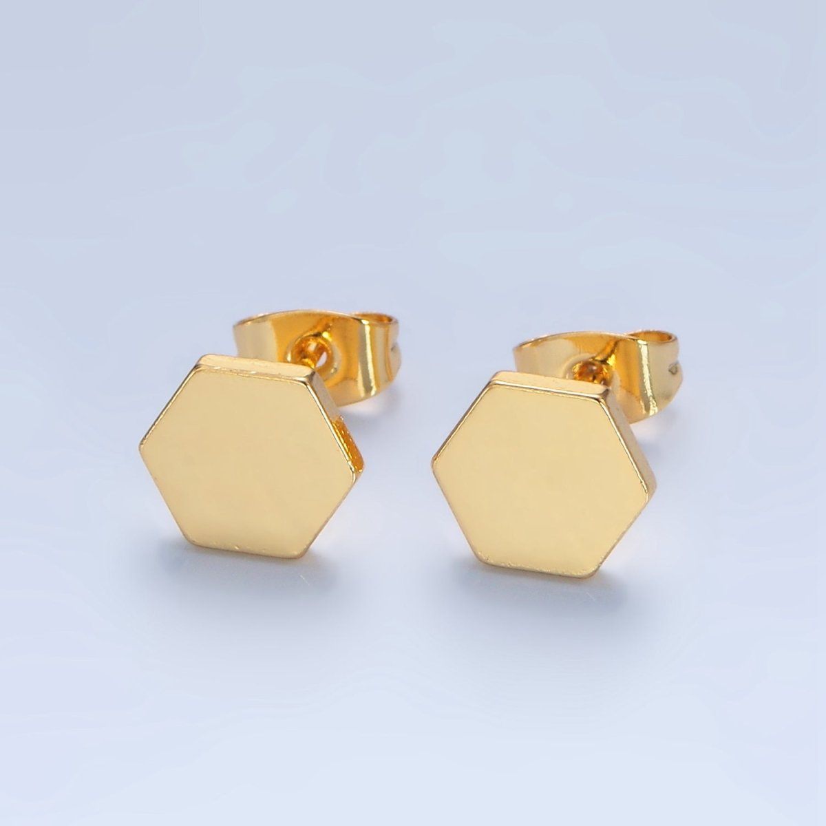 24K Gold Filled Hexagon Minimalist Stud Earrings | AD769 - DLUXCA