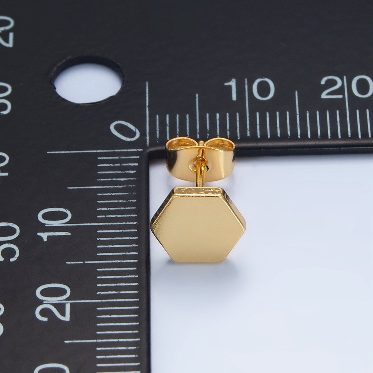 24K Gold Filled Hexagon Minimalist Stud Earrings | AD769 - DLUXCA