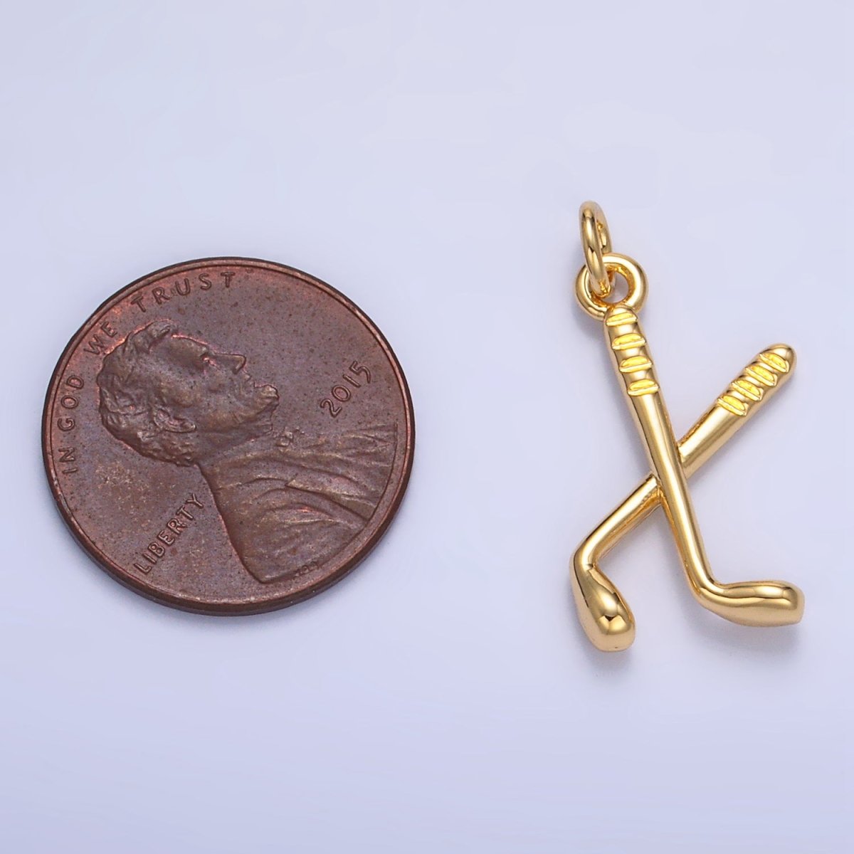 24K Gold Filled Hockey Sticks Sports Equipment Multidimensional 3D Charm | W115 - DLUXCA