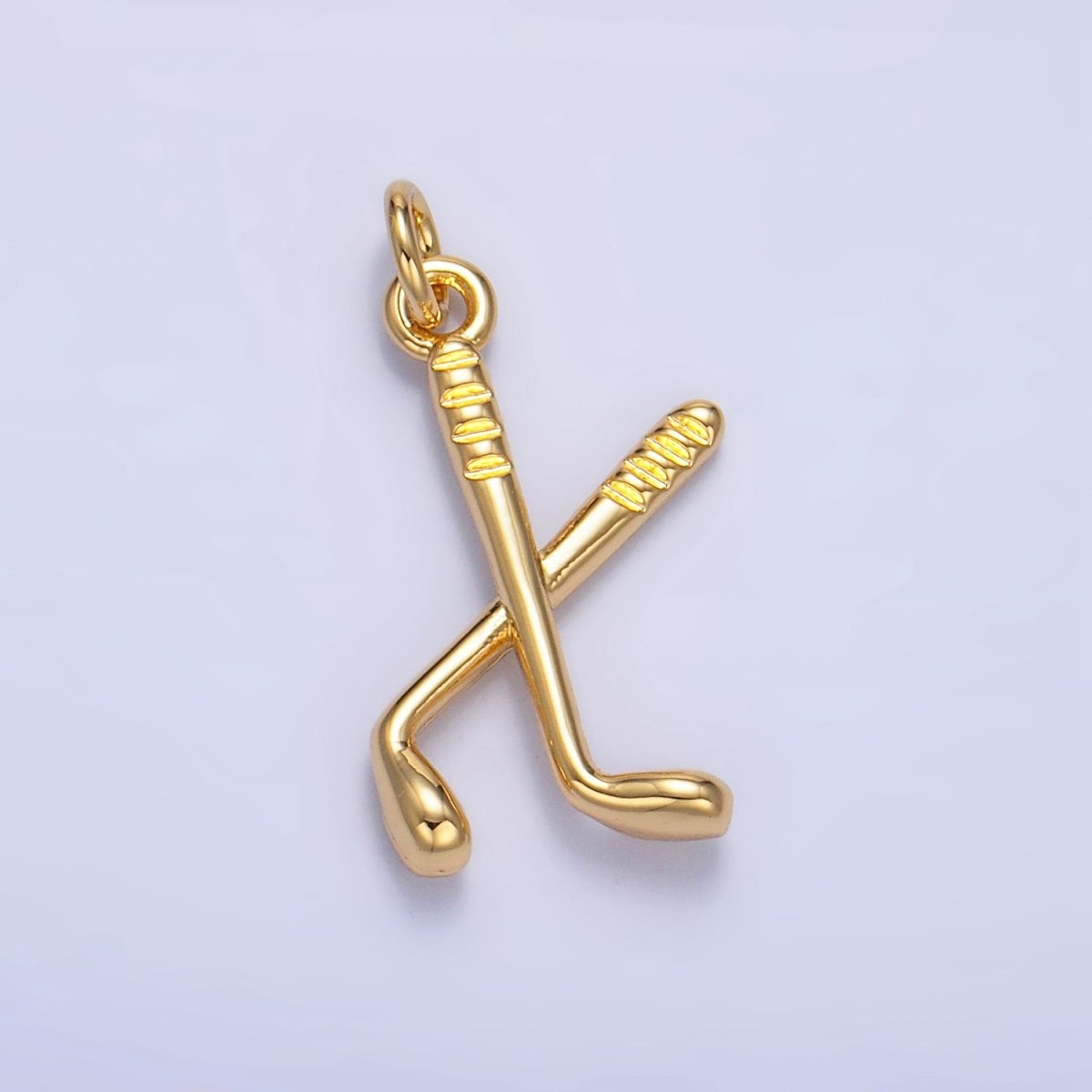 24K Gold Filled Hockey Sticks Sports Equipment Multidimensional 3D Charm | W115 - DLUXCA