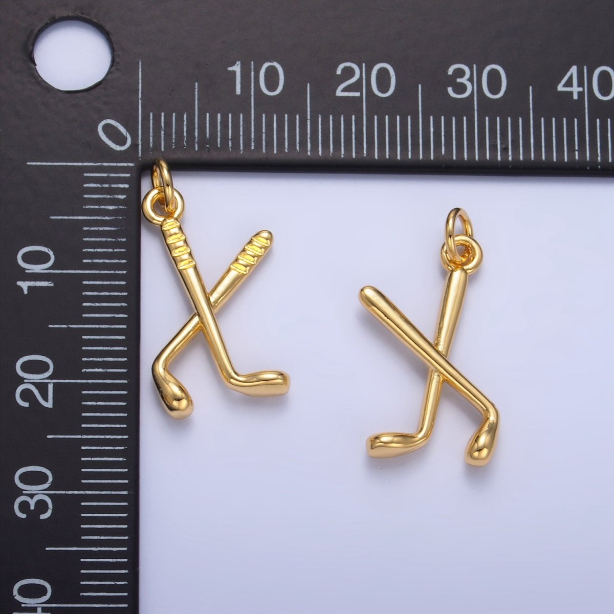 24K Gold Filled Hockey Sticks Sports Equipment Multidimensional 3D Charm | W115 - DLUXCA