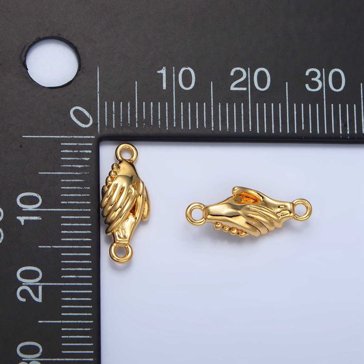 24K Gold Filled Holding On Hand Gesture Minimalist Multidimensional Connector | F516 - DLUXCA