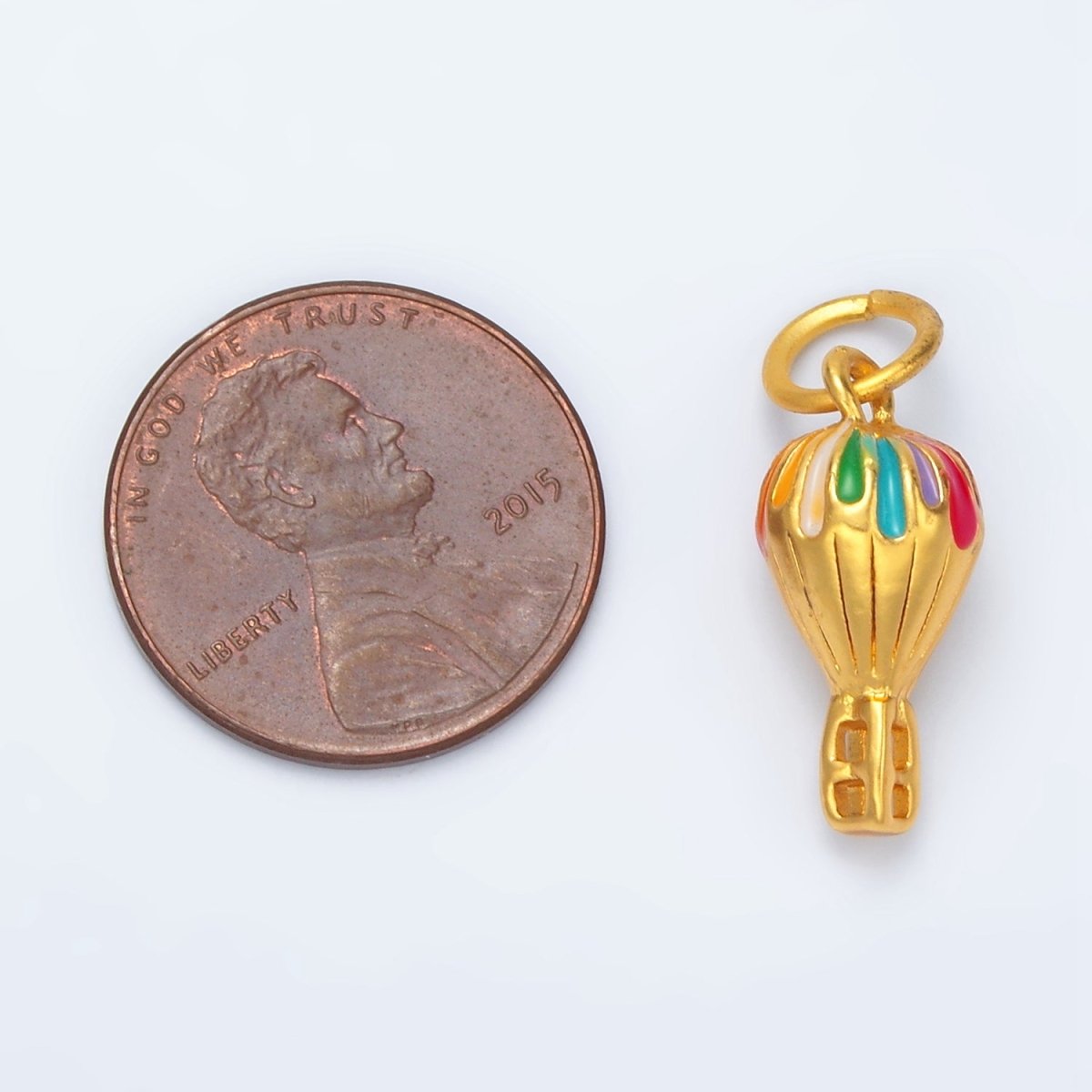 24K Gold Filled Hot Air Balloon Small Enamel Charm | M149 - DLUXCA