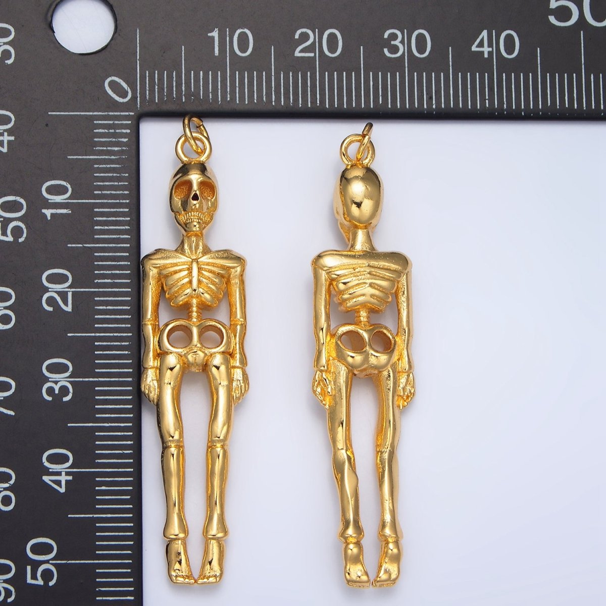 24K Gold Filled Human Skeleton Anatomy Halloween Holiday Charm | X895 - DLUXCA