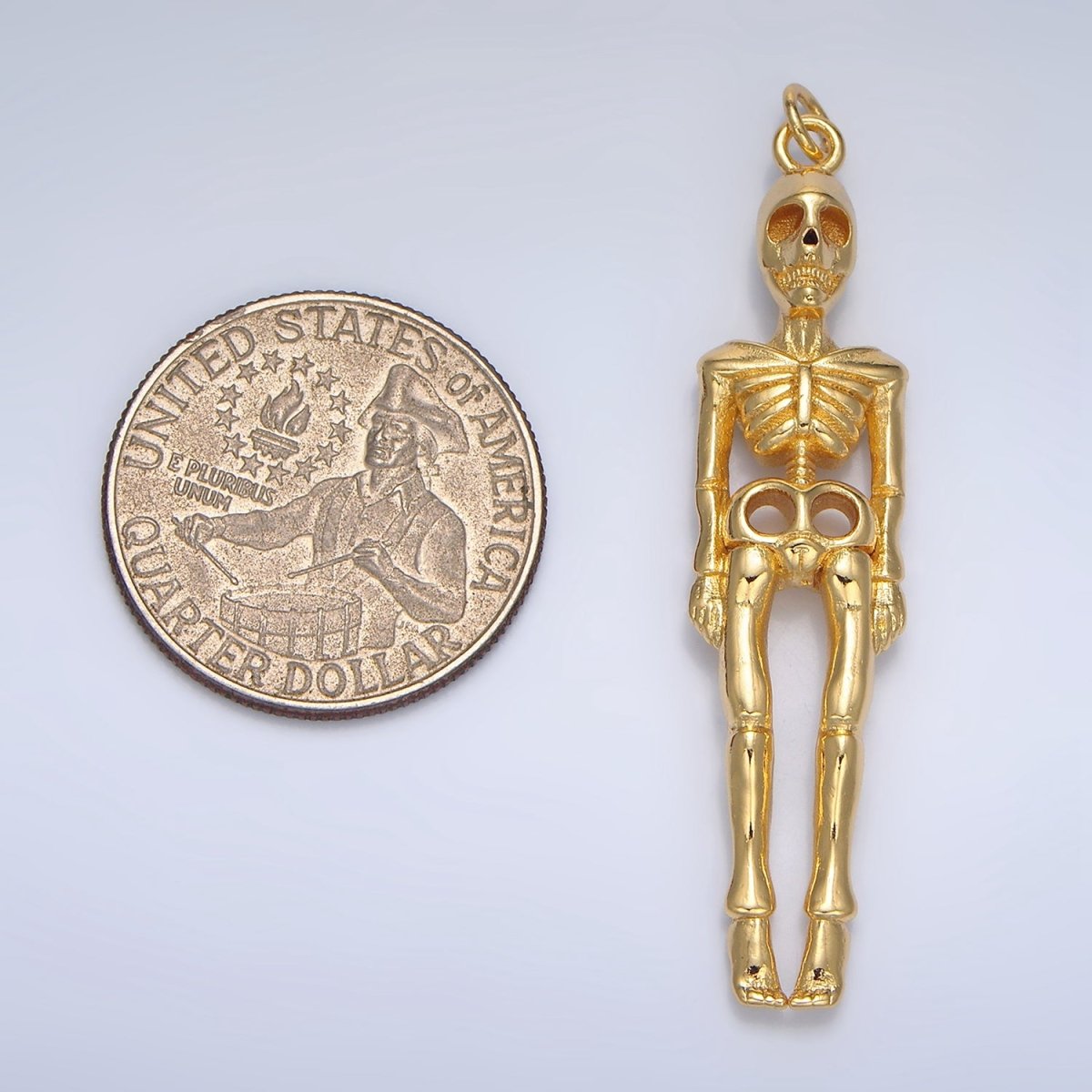 24K Gold Filled Human Skeleton Anatomy Halloween Holiday Charm | X895 - DLUXCA