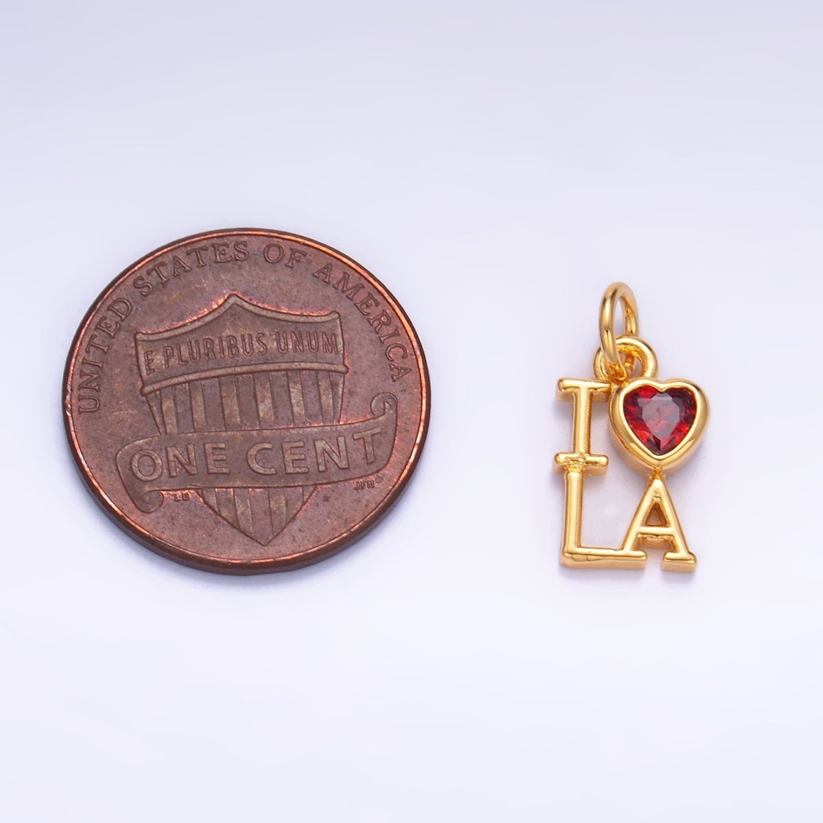 24K Gold Filled "I LOVE LA, NY" (Los Angeles, New York) City Script CZ Charm | W322 W323 - DLUXCA