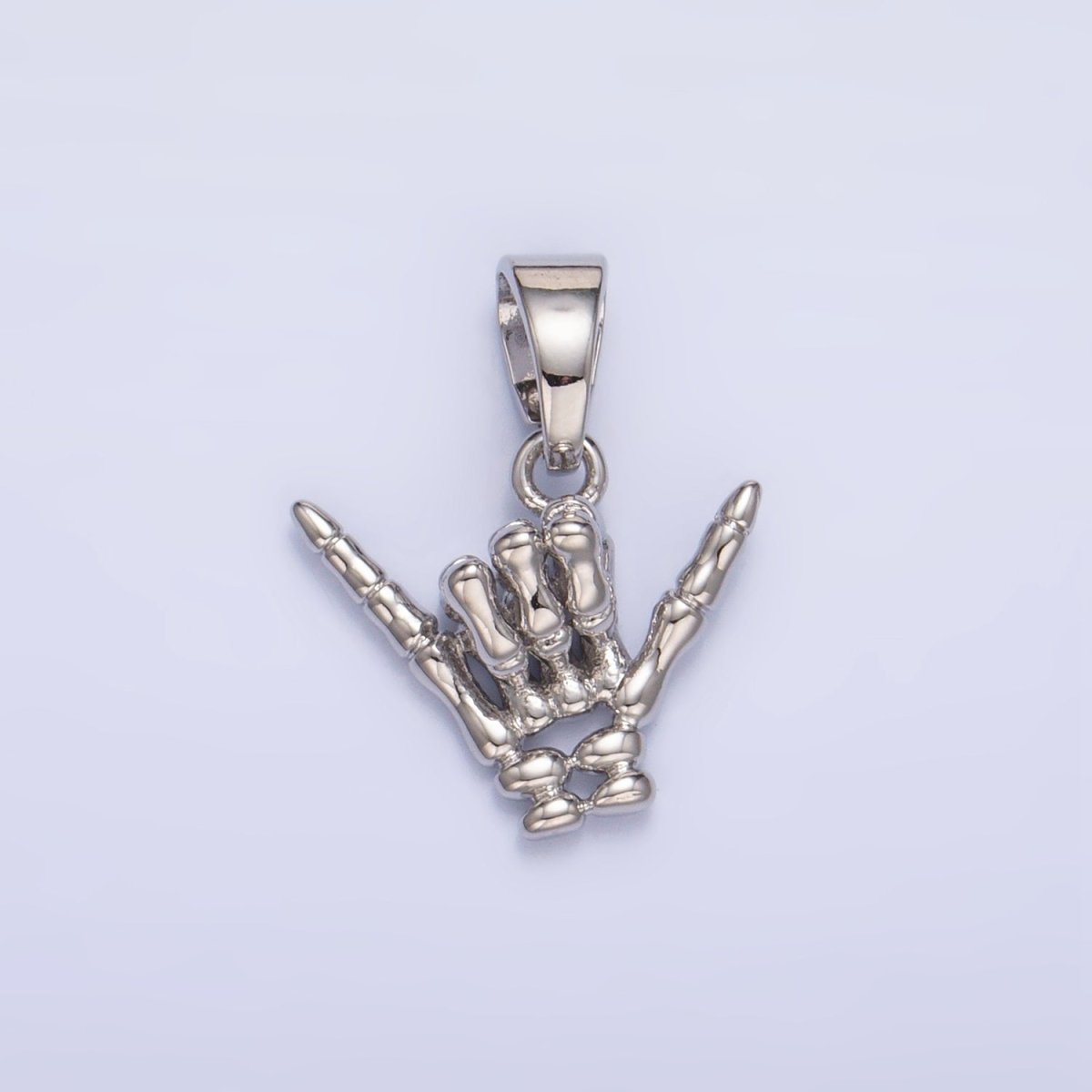 24K Gold Filled "I Love You" "Rock & Roll" Hand Gesture Skeleton Pendant in Gold & Silver | AA1002 - DLUXCA