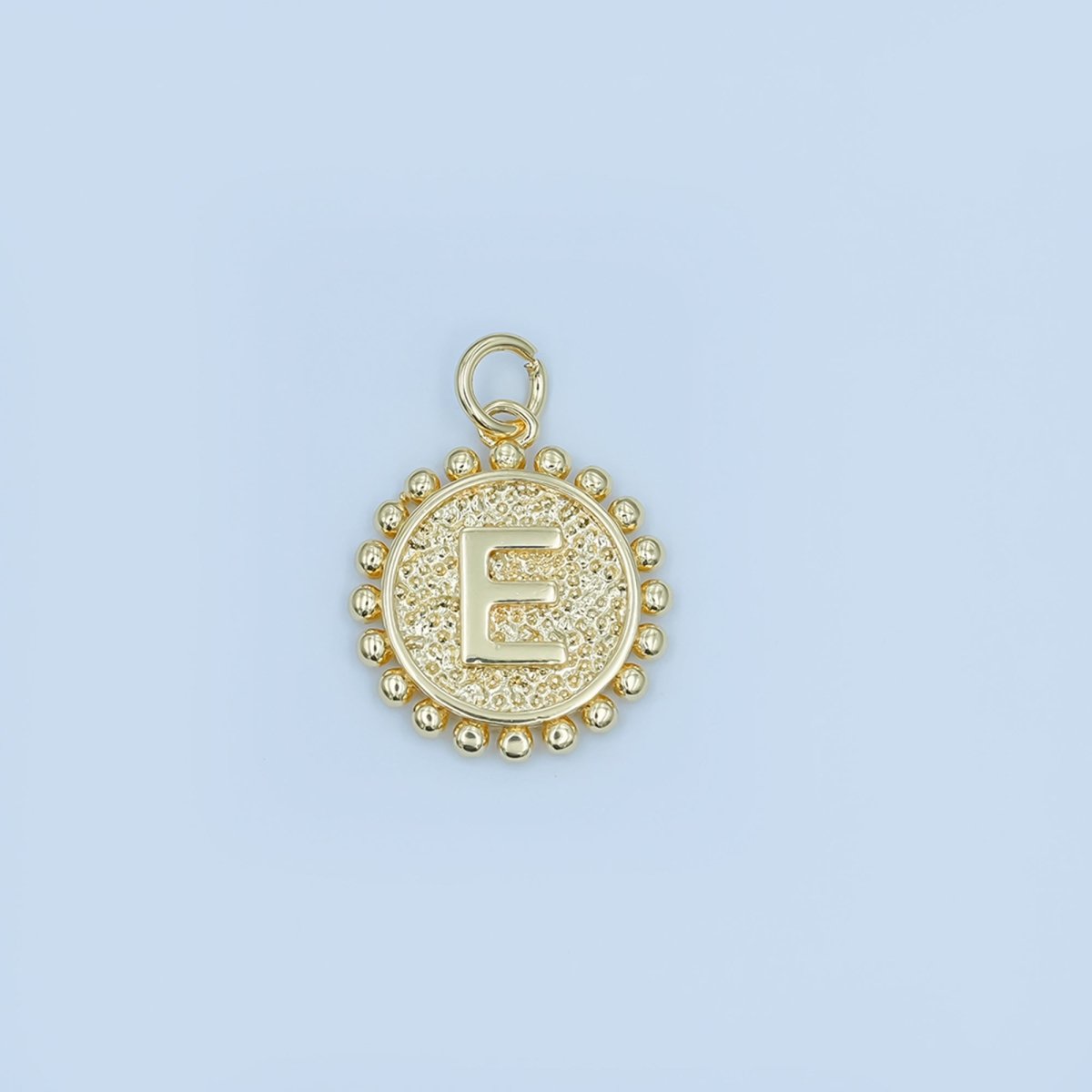 24K Gold Filled Initial Letter Geometric Dotted Round Charm | A292 - A304 - DLUXCA