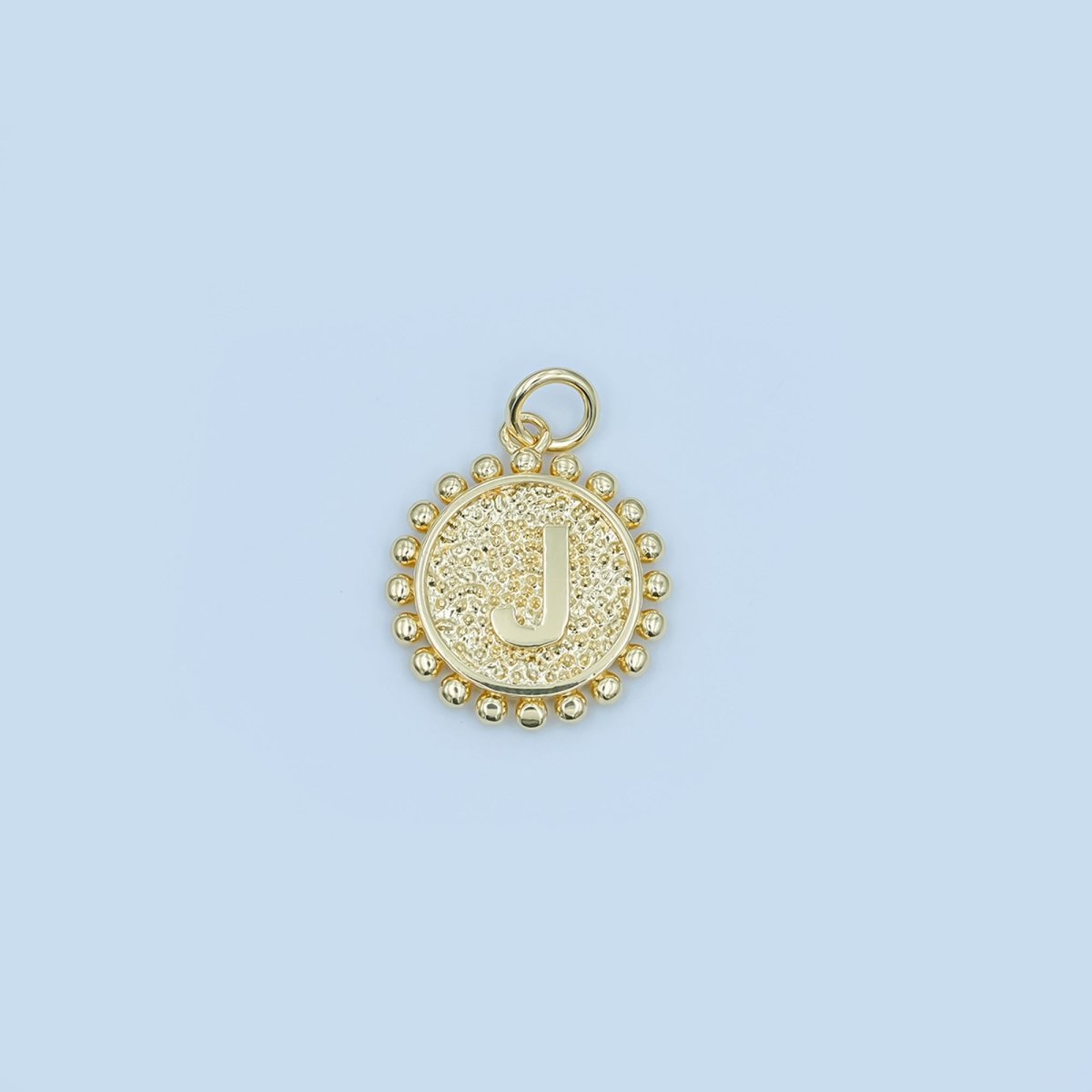 24K Gold Filled Initial Letter Geometric Dotted Round Charm | A292 - A304 - DLUXCA