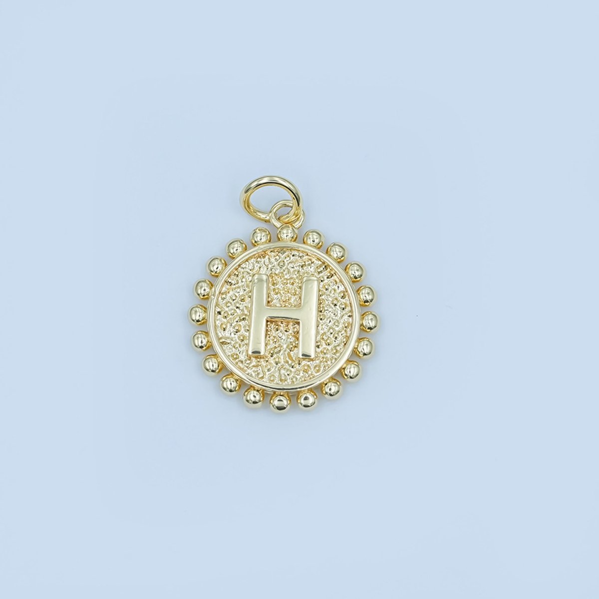 24K Gold Filled Initial Letter Geometric Dotted Round Charm | A292 - A304 - DLUXCA