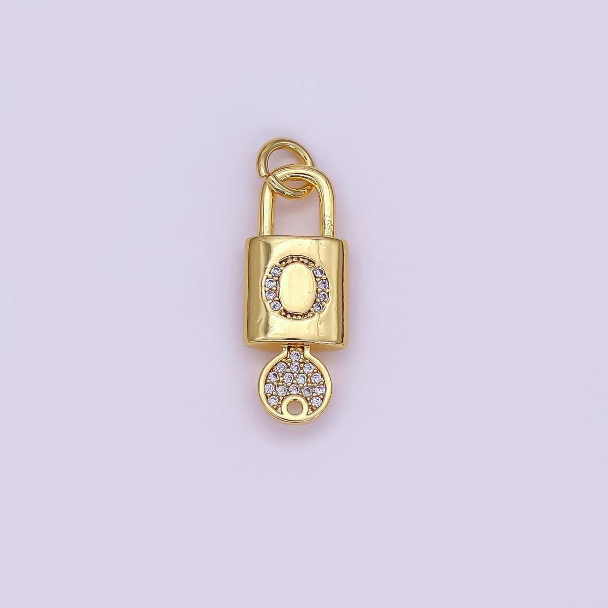 24K Gold Filled Initial Letter Micro Paved Padlock Key Charm | AF014 - AF026 - DLUXCA