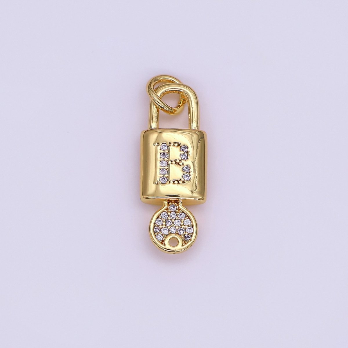 24K Gold Filled Initial Letter Micro Paved Padlock Key Charm | AF014 - AF026 - DLUXCA
