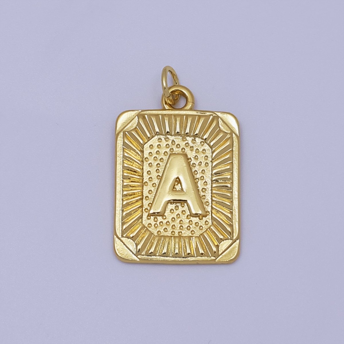 24k Gold Filled Initial Tag Letter Charm A - Z Alphabet Letter Tile Charm Pendant Personalized Charm for Designer Inspired Necklace Jewelry Making A716~A728 - DLUXCA