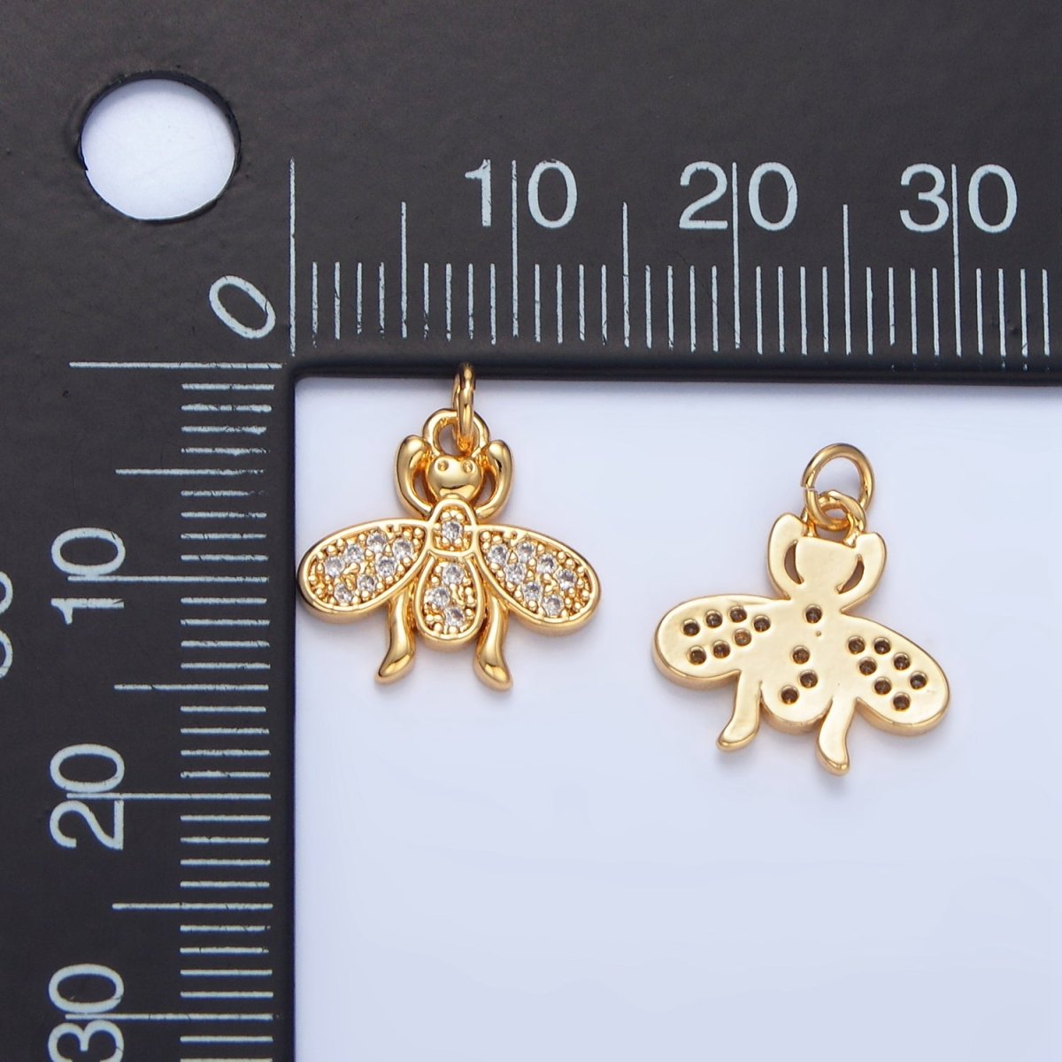 24K Gold Filled Insect Bug Animal Micro Paved CZ Charm | X870 - DLUXCA