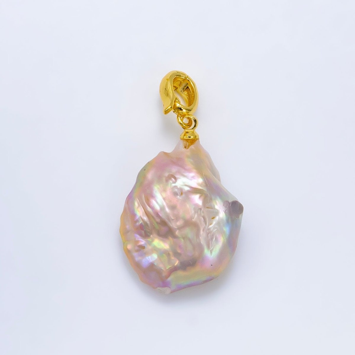 24K Gold Filled Iridescent Baroque Freshwater Pearl Snap Latch Bail Pendant | P1910 - DLUXCA