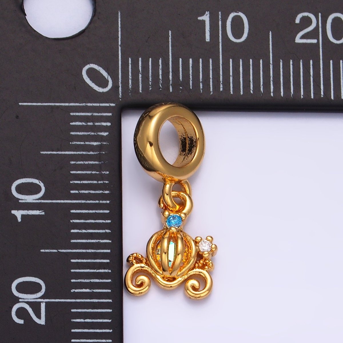 24K Gold Filled Iridescent CZ Carriage Rhondelle Drop Pendant | W407 - DLUXCA