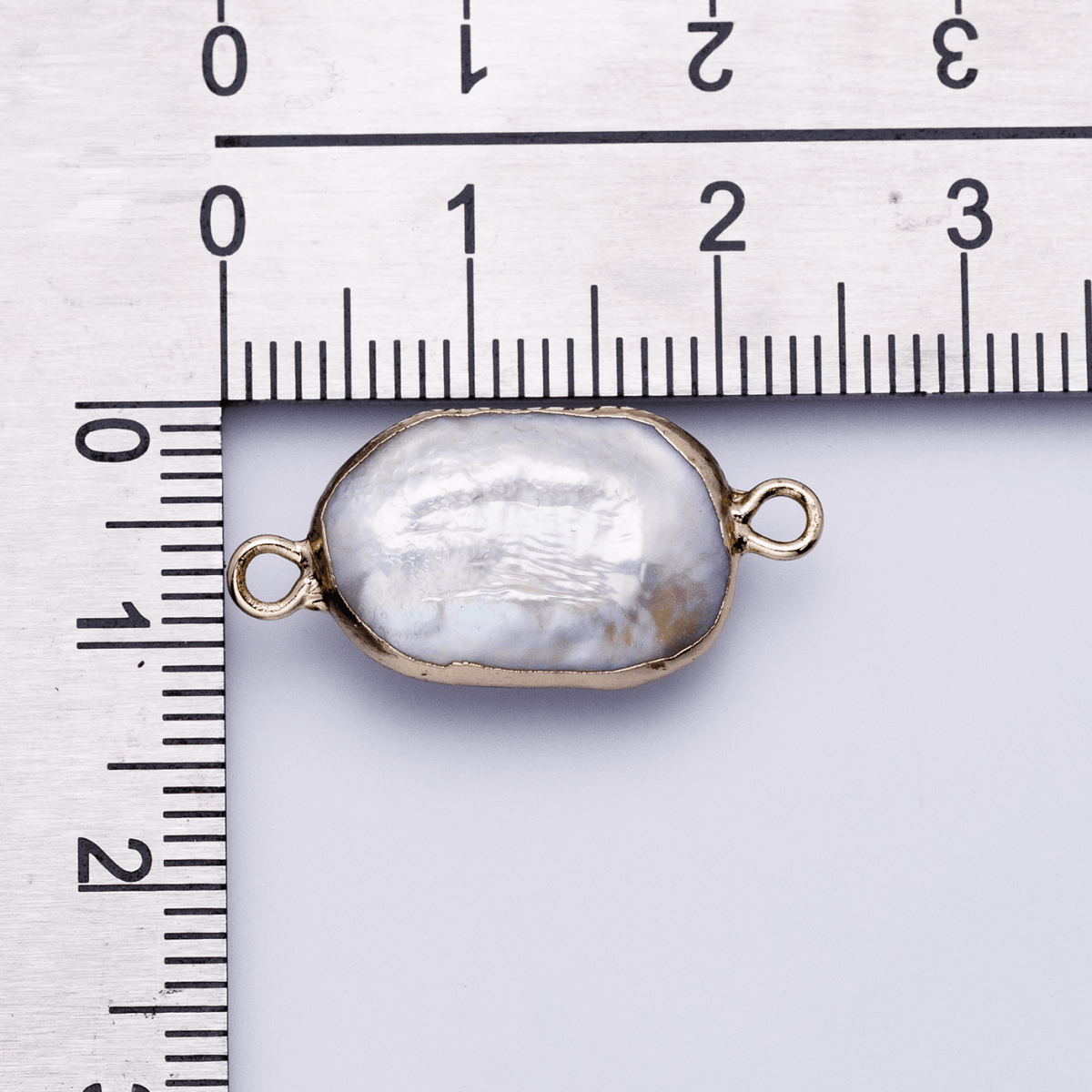 24K Gold Filled Iridescent Pastel Rectangular Biwa Freshwater Pearl Connector | P1945 - DLUXCA