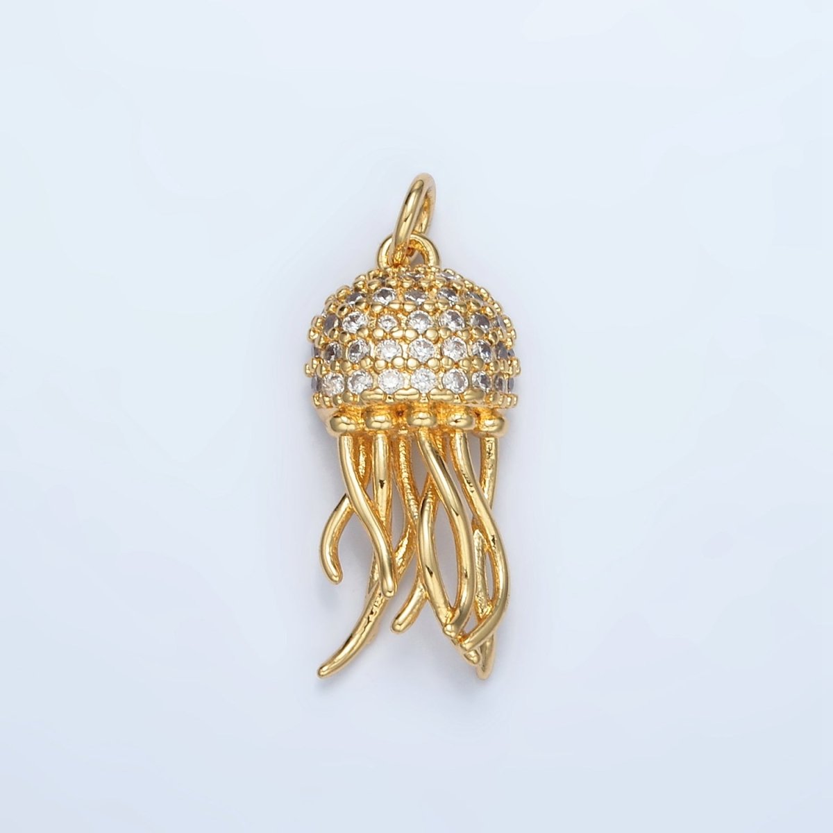 24K Gold Filled Jellyfish Micro Paved CZ Charm in Gold & Silver | AG863 - DLUXCA