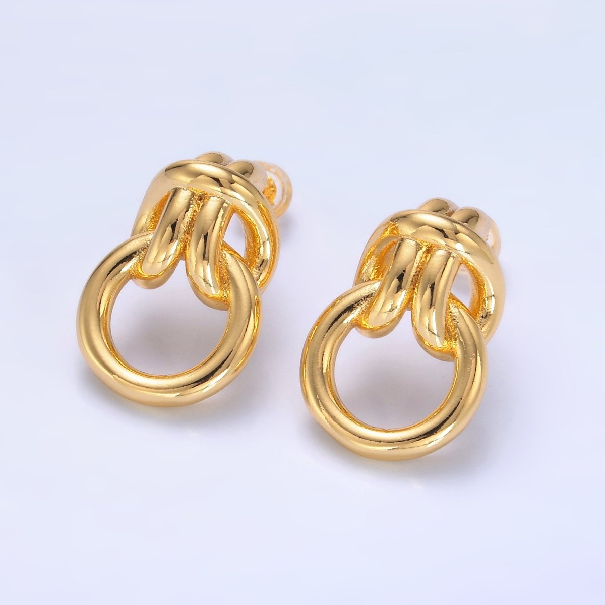 24K Gold Filled Knot Doorknocker Drop Stud Earrings in Gold, Silver & Mixed Metal | AB865 - AB867 - DLUXCA