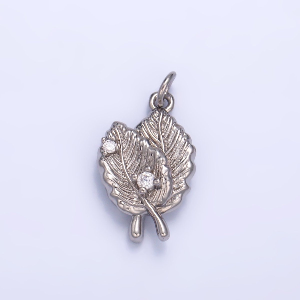 24K Gold Filled Leaf Nature CZ Multidimensional 3D Charm in Gold & Silver | W794 - DLUXCA