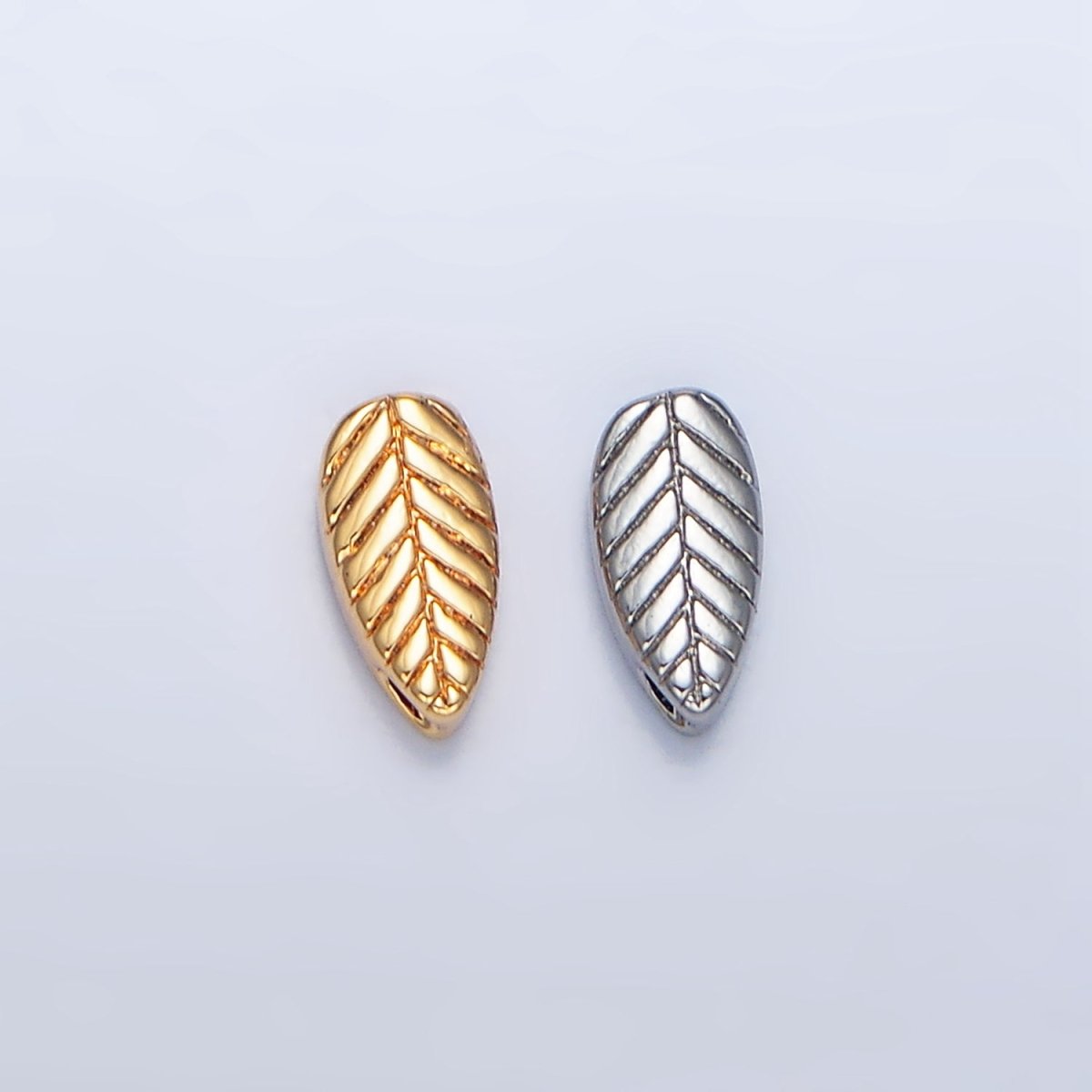 24K Gold Filled Leaf Nature Engraved Bead in Gold & Silver | B912 - DLUXCA