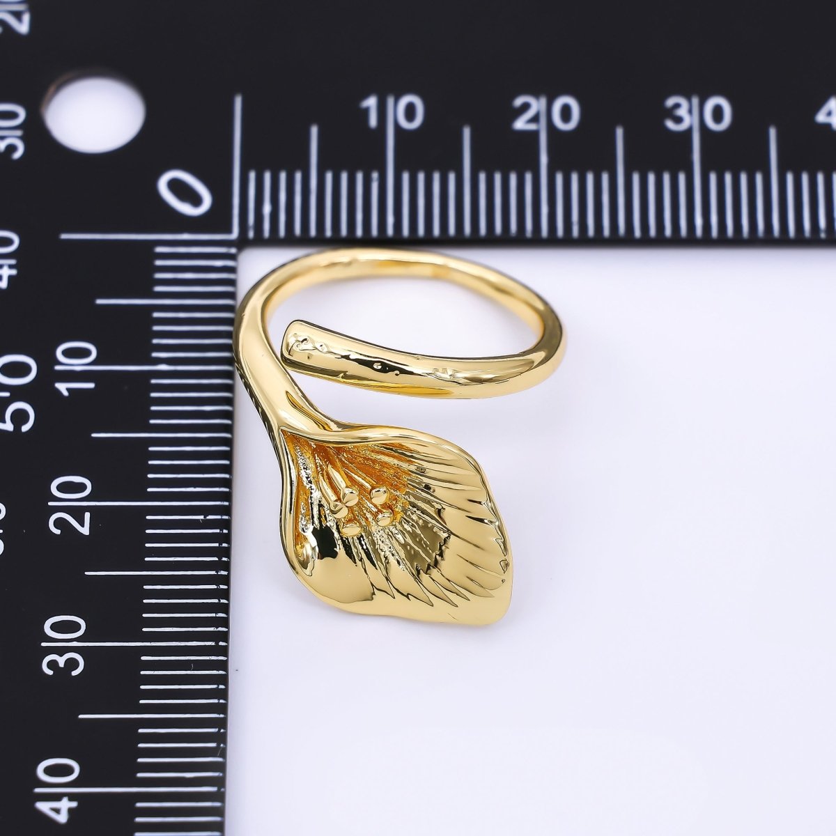 24K Gold Filled Lily - Flow Wrapped Round Flower Adjustable Ring | O - 1470 - DLUXCA