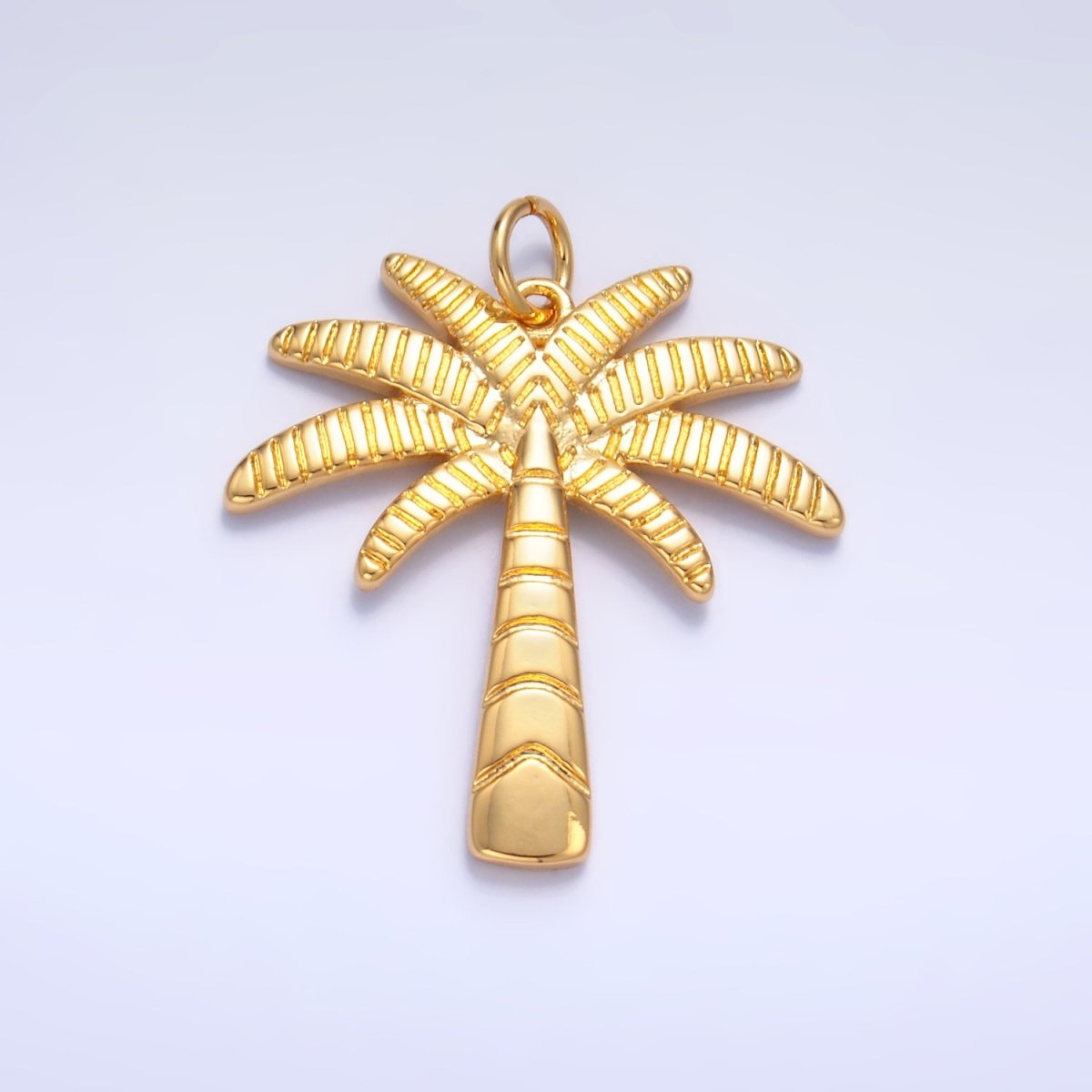 24K Gold Filled Line - Textured Palm Tree Tropical Beach Charm | W423 - DLUXCA