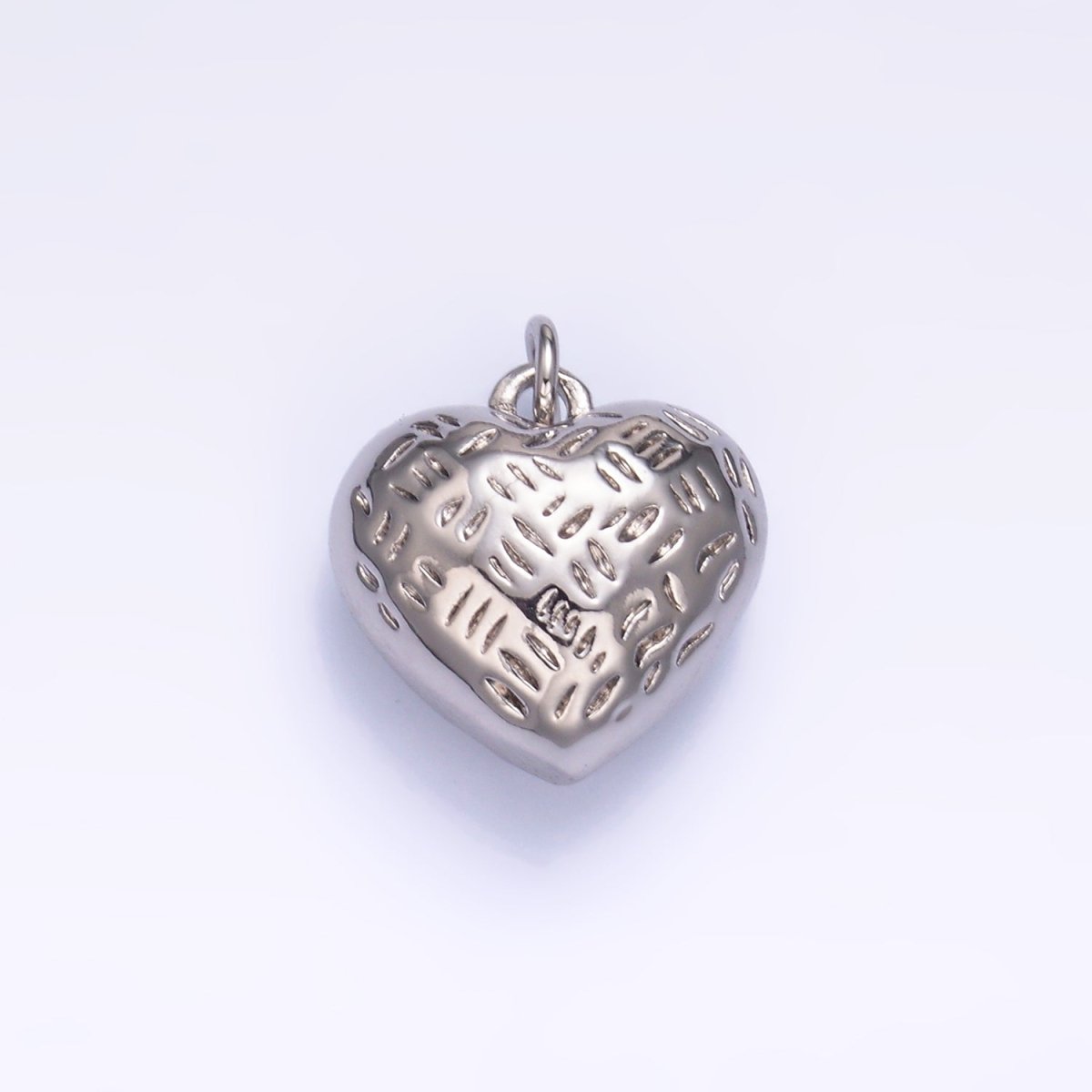 24K Gold Filled Lined Heart Multidimensional 3D Charm in Gold & Silver | W399 - DLUXCA