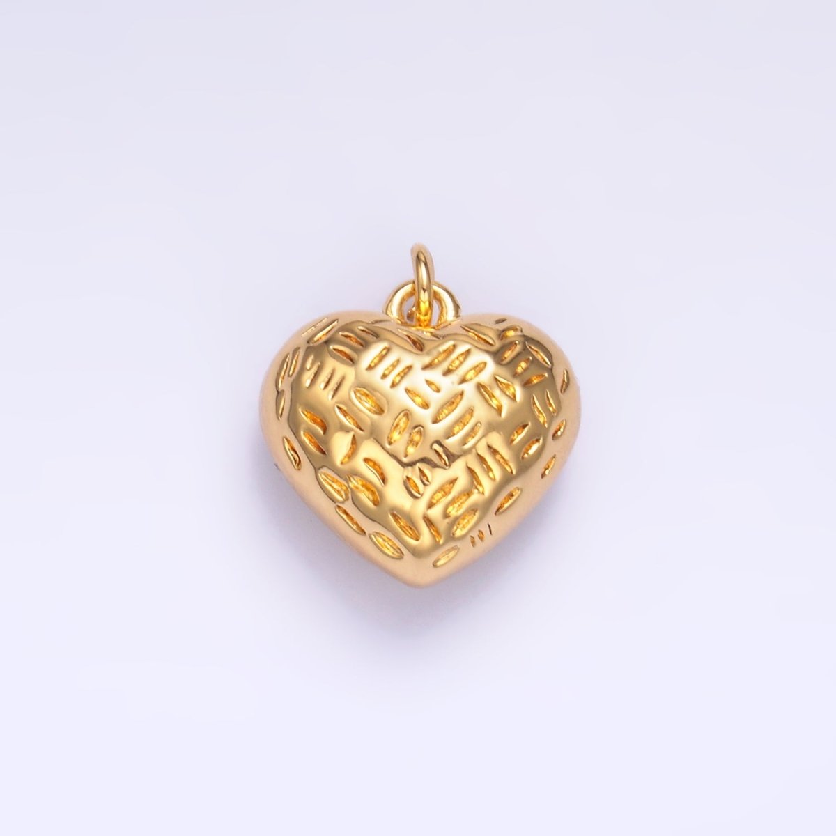 24K Gold Filled Lined Heart Multidimensional 3D Charm in Gold & Silver | W399 - DLUXCA