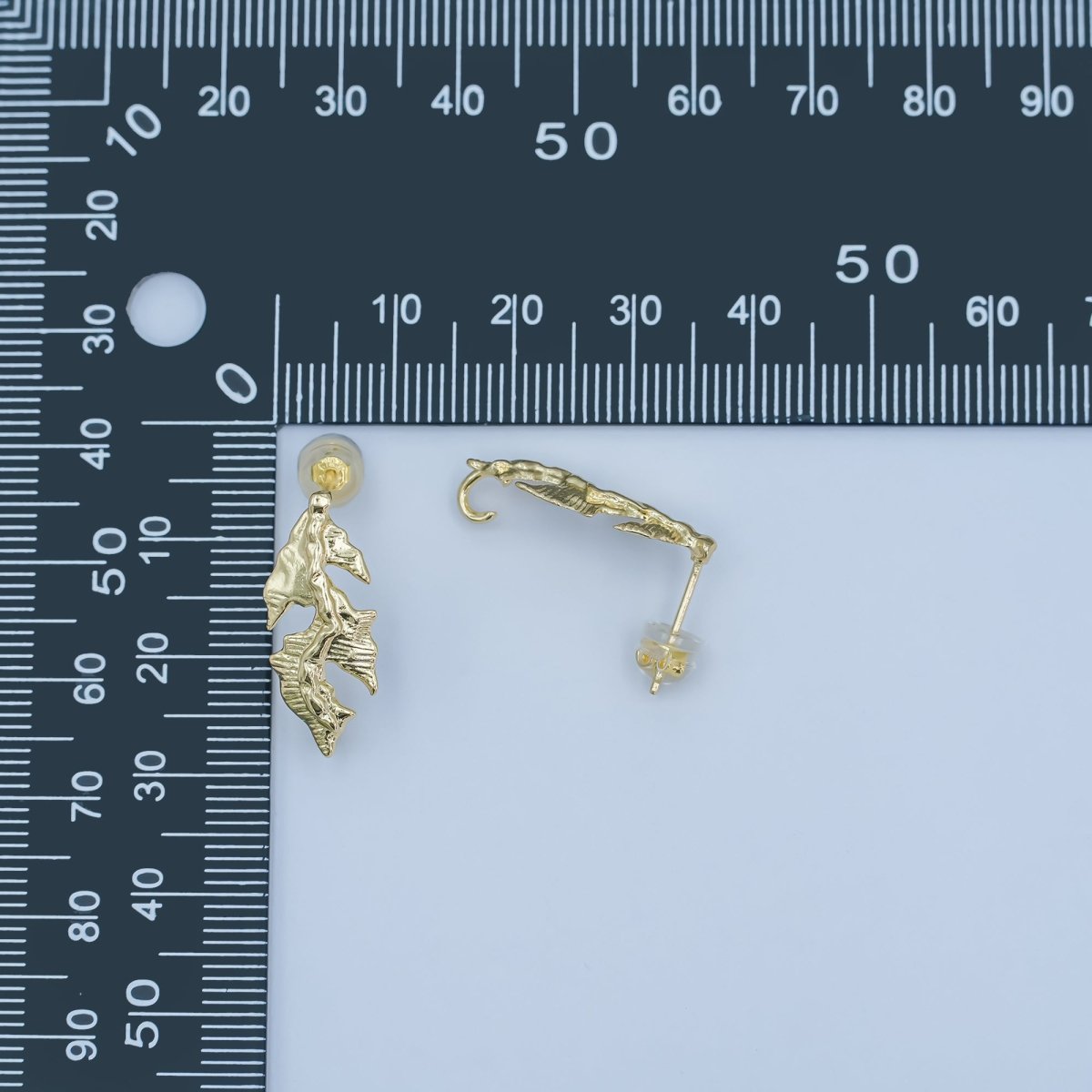 24K Gold Filled Lined Leaf Nature Drop Stud Earring Findings | Z1135 - DLUXCA
