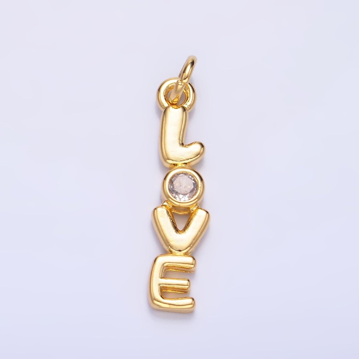 24K Gold Filled "LOVE" CZ Chubby Script Charm in Gold & Silver | W124 - DLUXCA