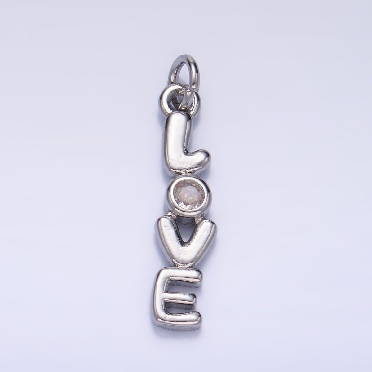 24K Gold Filled "LOVE" CZ Chubby Script Charm in Gold & Silver | W124 - DLUXCA