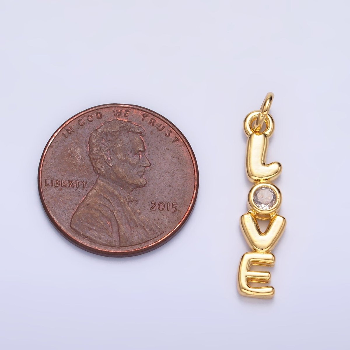 24K Gold Filled "LOVE" CZ Chubby Script Charm in Gold & Silver | W124 - DLUXCA