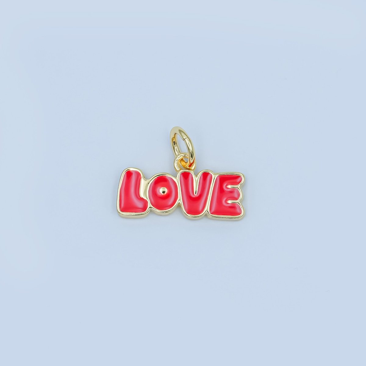 24K Gold Filled "LOVE" Red, Pink Enamel Script Charm | N087 - DLUXCA