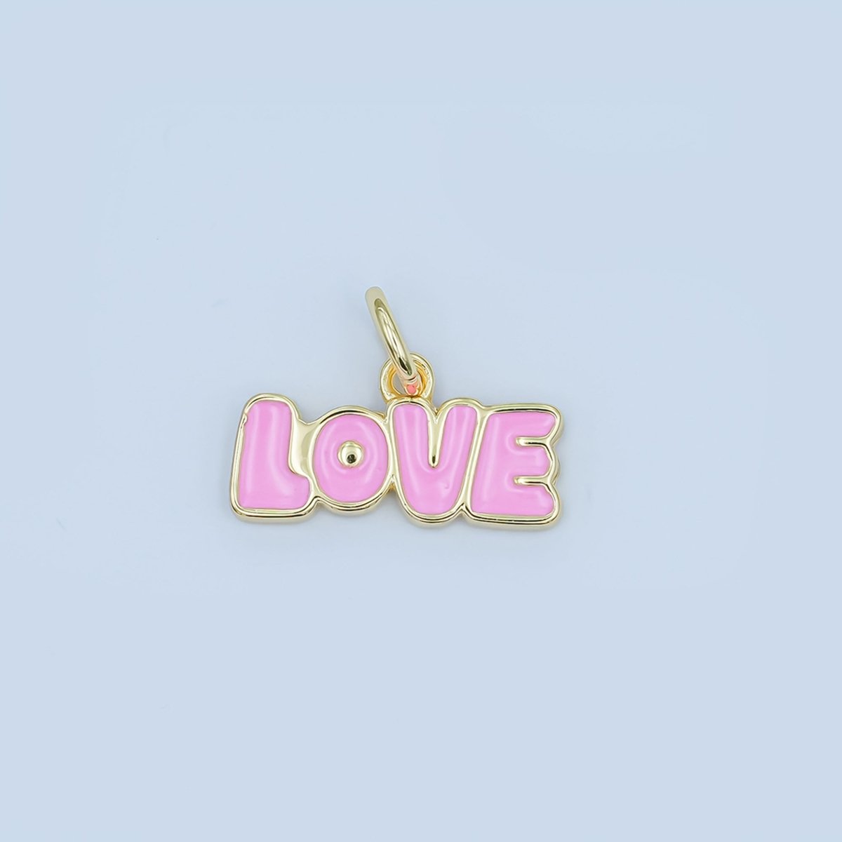 24K Gold Filled "LOVE" Red, Pink Enamel Script Charm | N087 - DLUXCA