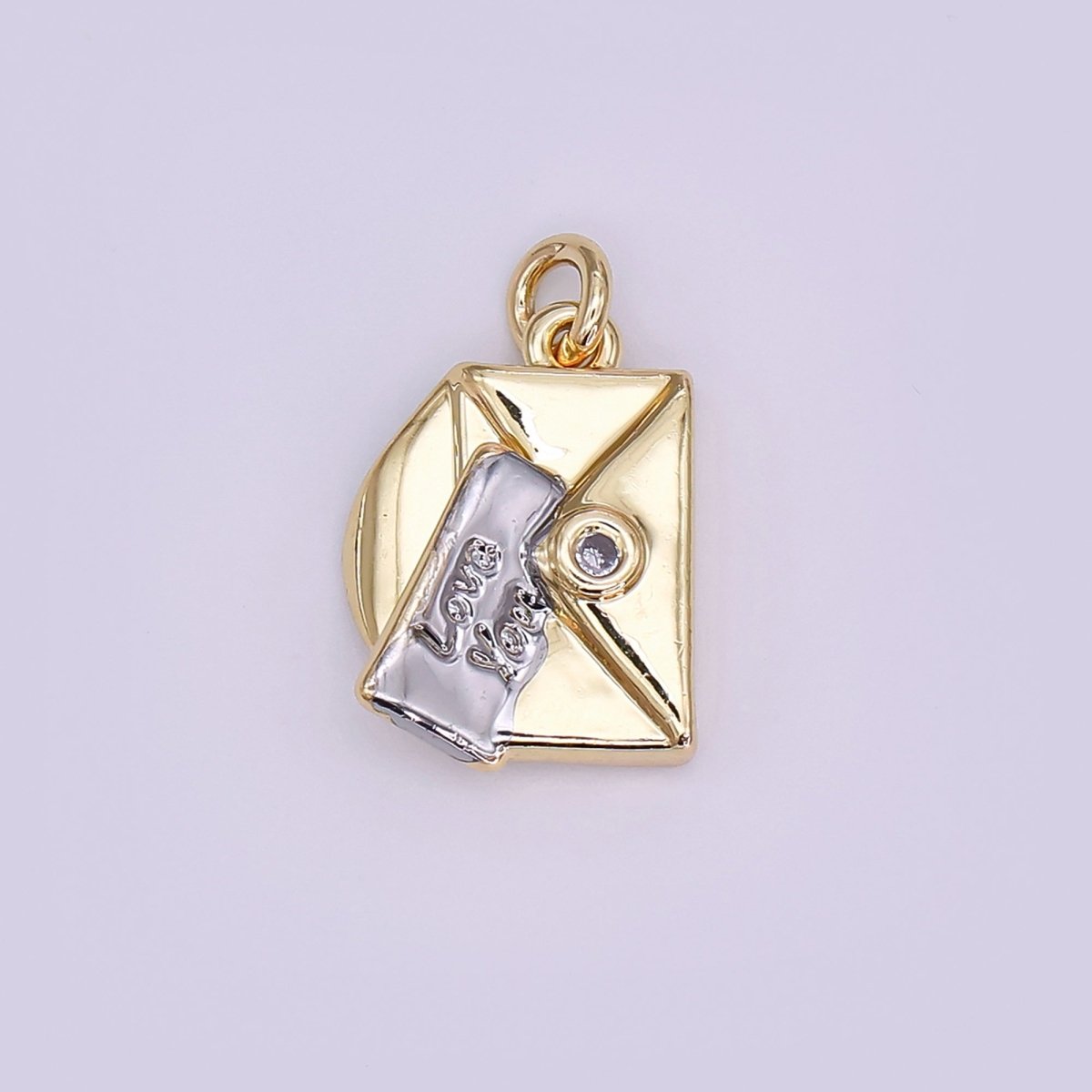 24K Gold Filled "Love You" Script Letter CZ Charm in Gold, Silver & Mixed Metal | W101 N046 - DLUXCA