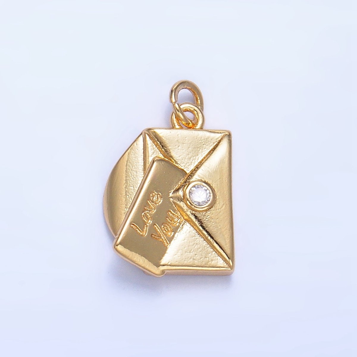 24K Gold Filled "Love You" Script Letter CZ Charm | W101 - DLUXCA