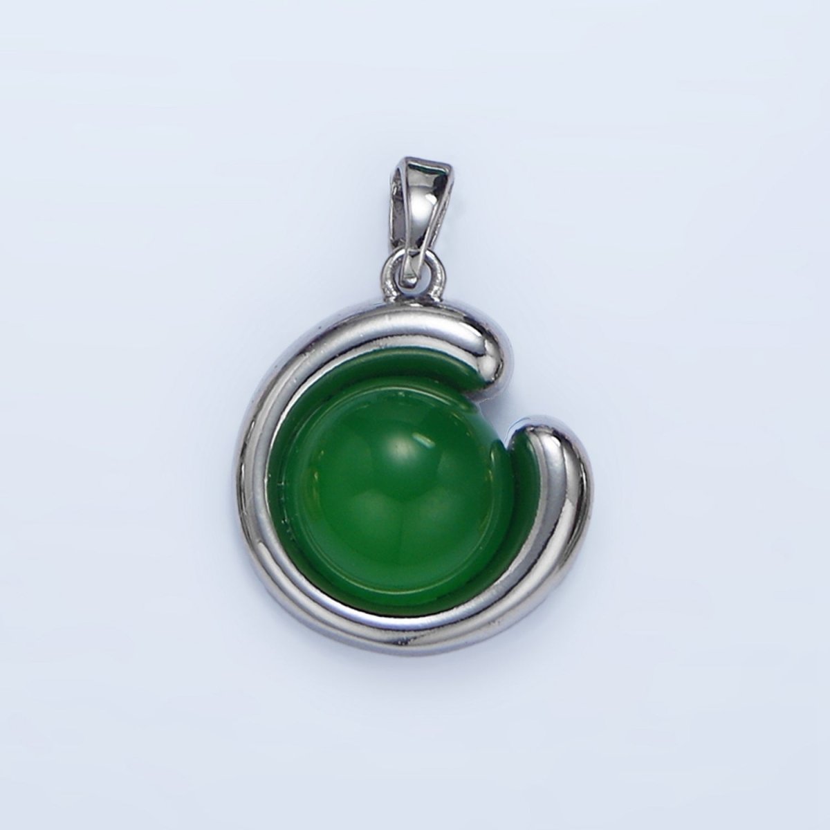 24K Gold Filled Malachite, Carnelian, Aventurine Gemstone Curved Molten Pendant in Gold & Silver | AA976 - AA978 - DLUXCA