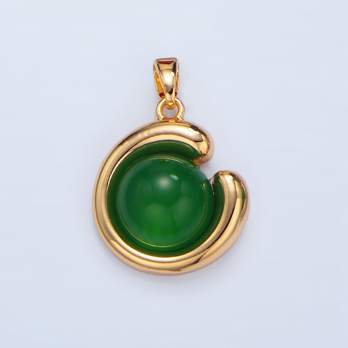 24K Gold Filled Malachite, Carnelian, Aventurine Gemstone Curved Molten Pendant in Gold & Silver | AA976 - AA978 - DLUXCA