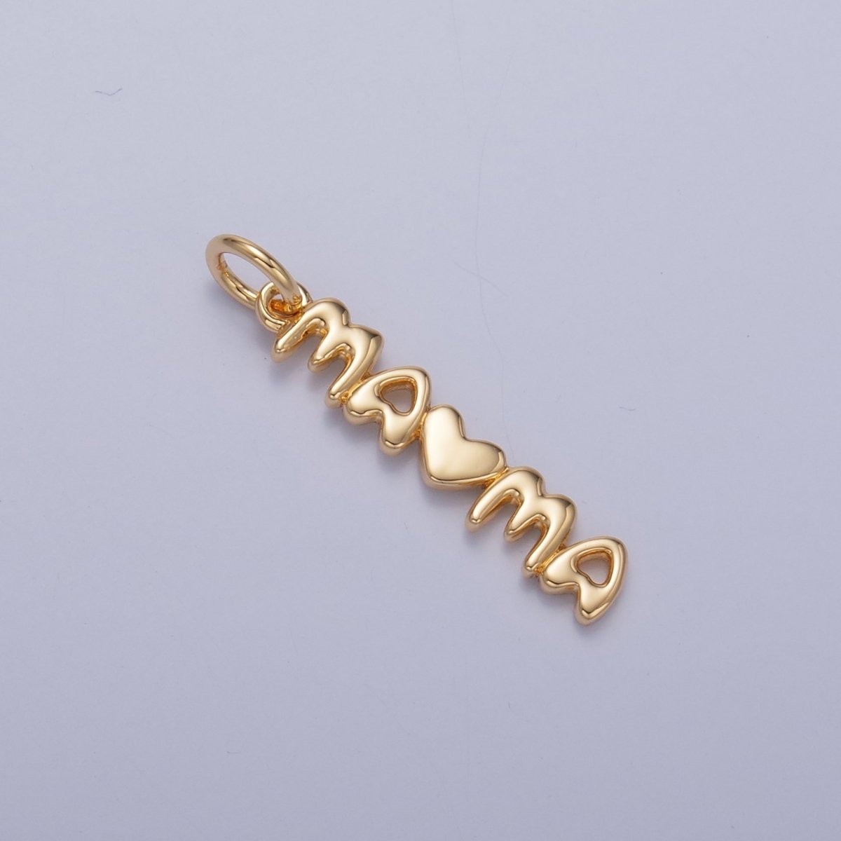 24K Gold Filled "MAMA" Heart Script Charm in Gold & Silver | W788 - DLUXCA