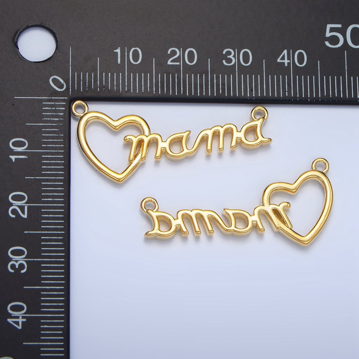 24K Gold Filled "MAMA" Heart Script Minimalist Connector | F526 - DLUXCA