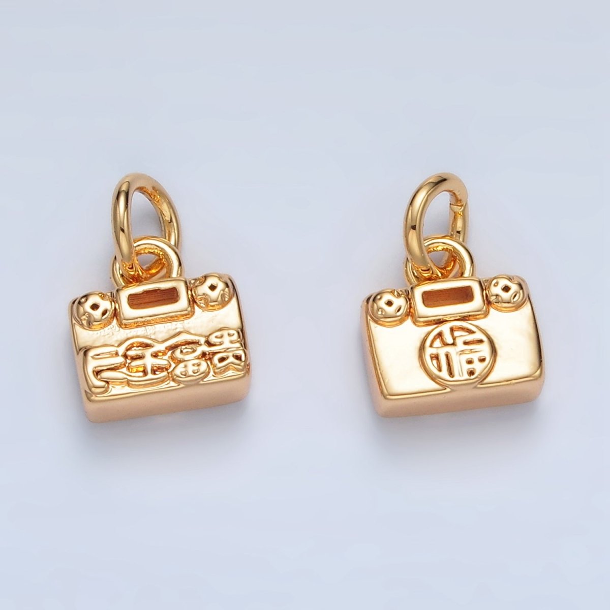 24K Gold Filled Mandarin Script Lucky Mini Charm | AG936 - DLUXCA