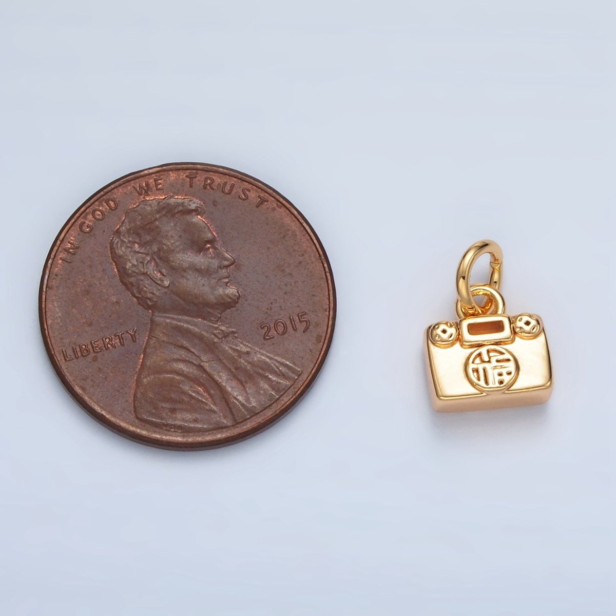 24K Gold Filled Mandarin Script Lucky Mini Charm | AG936 - DLUXCA