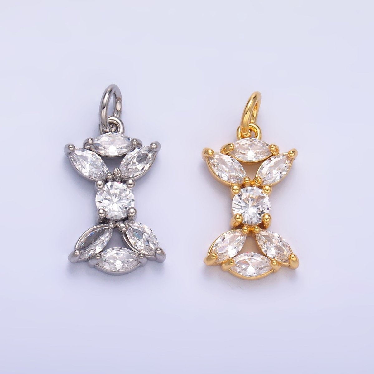 24K Gold Filled Marquise CZ Cluster Geometric Mini Charm in Gold & Silver | C035 - DLUXCA